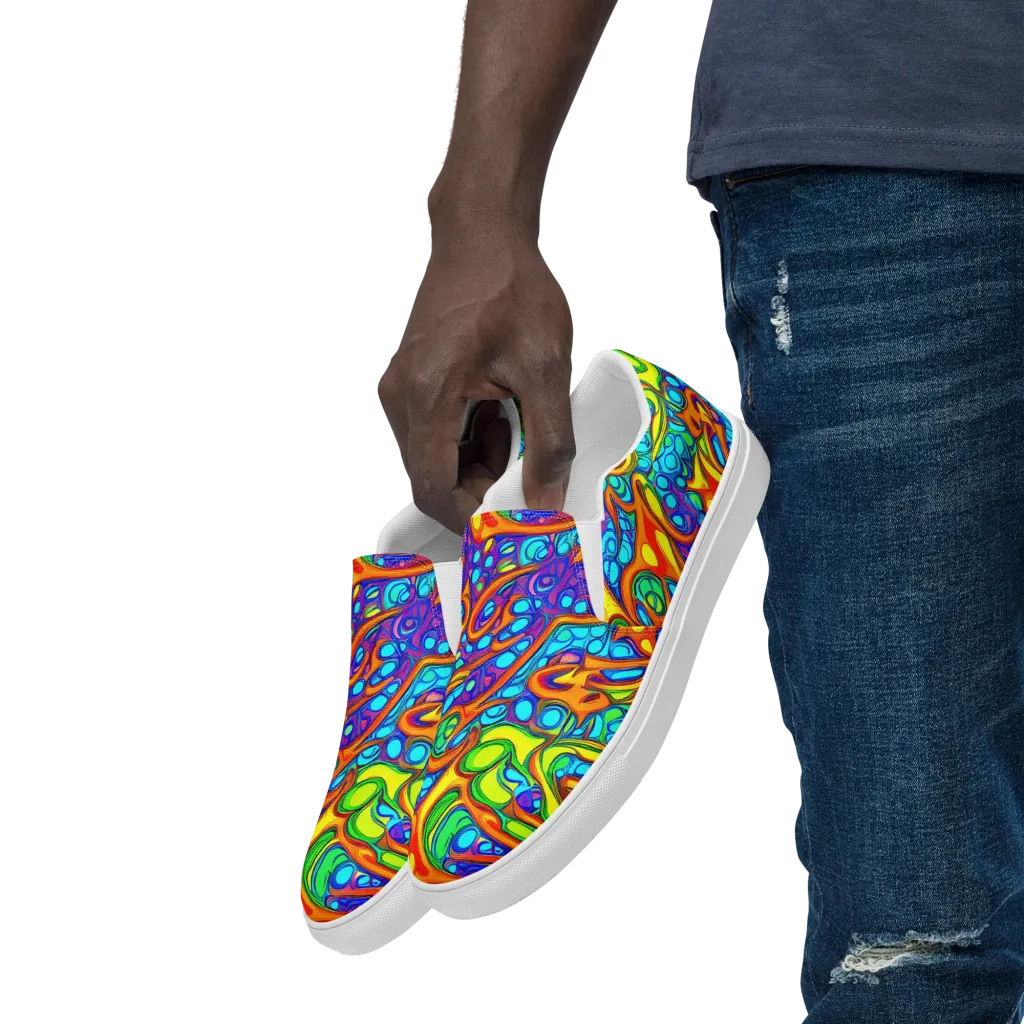 Kaleido Riptide on Men's Slip-On Canvas Shoes — Left Front