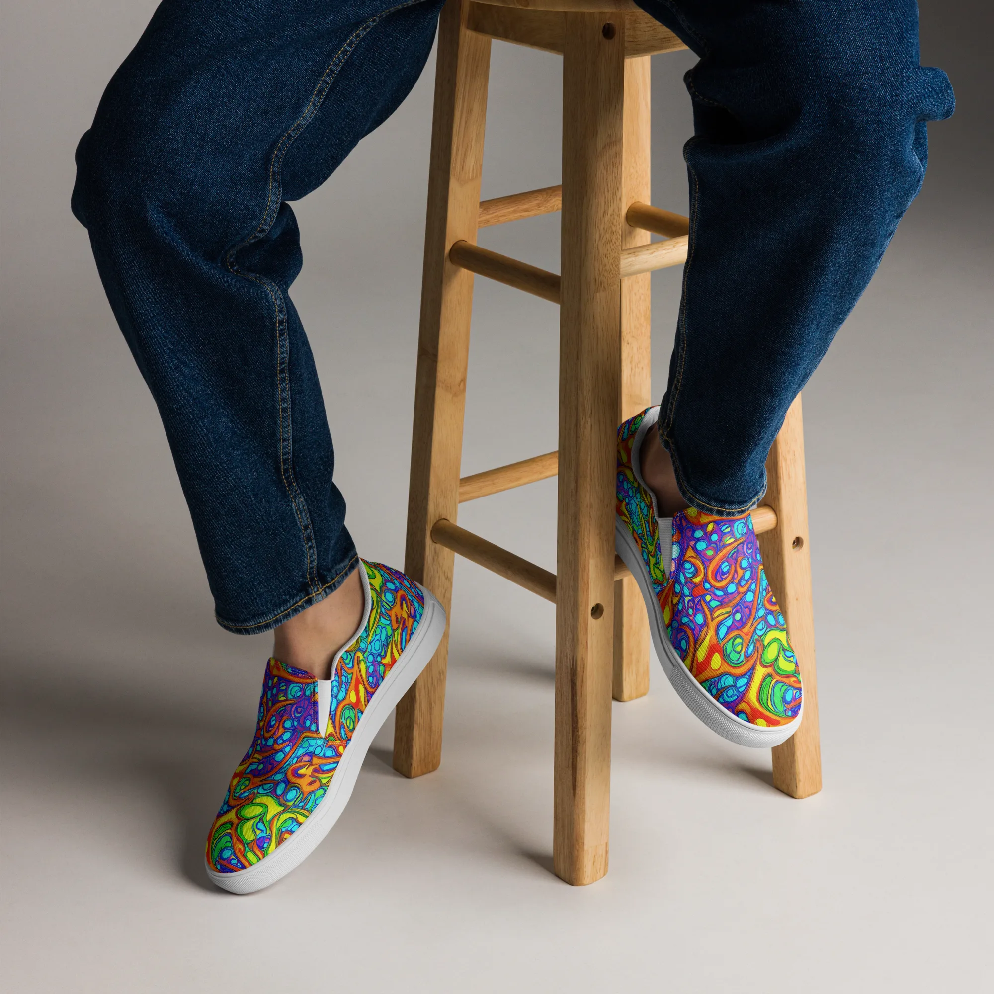 Kaleido Riptide on Men's Slip-On Canvas Shoes — Front