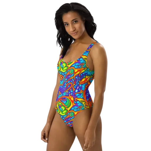 Kaleido Riptide on a One-Piece Swimsuit
