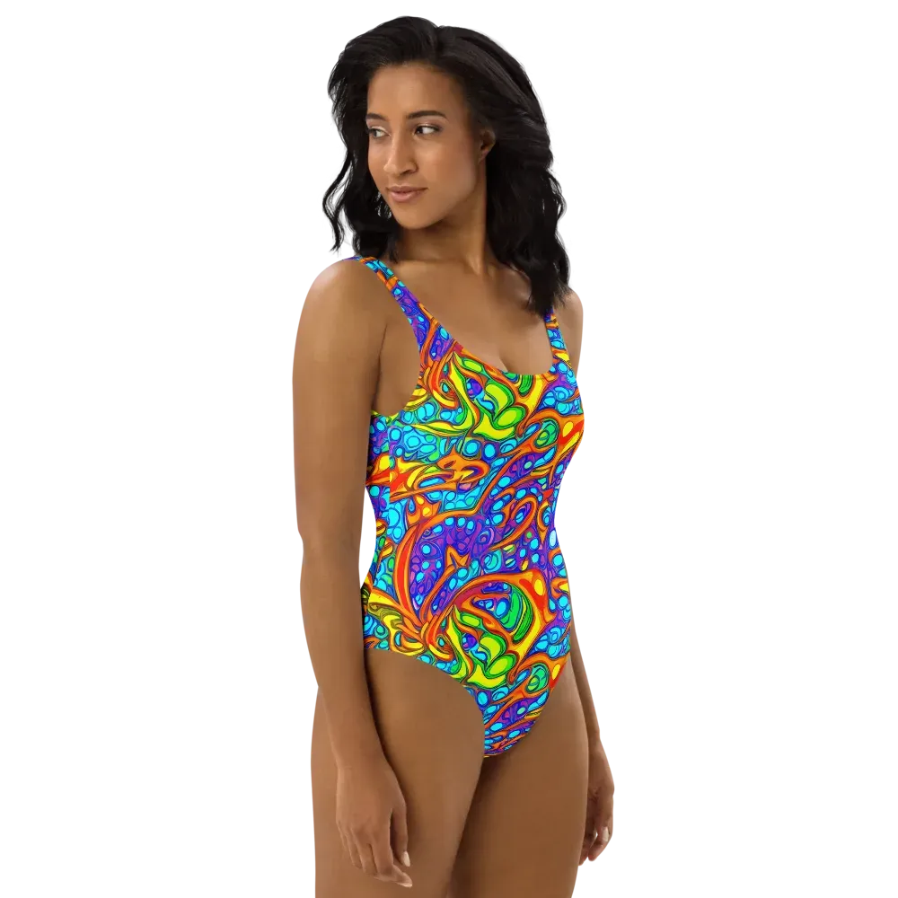 Kaleido Riptide on One-Piece Swimsuit — Right