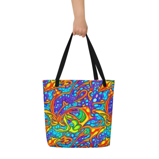Kaleido Riptide on a Large Tote Bag W/ Pocket