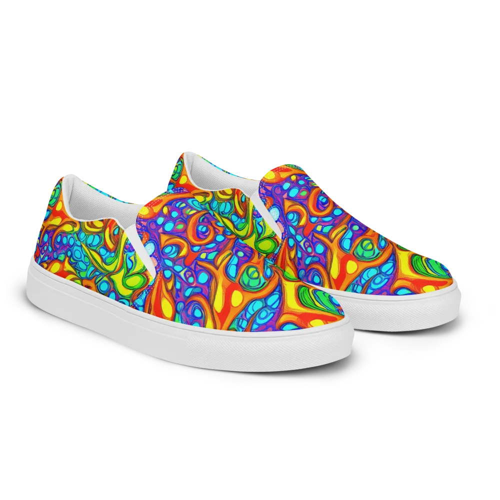 Kaleido Riptide on Women's Slip-On Canvas Shoes — Right Front