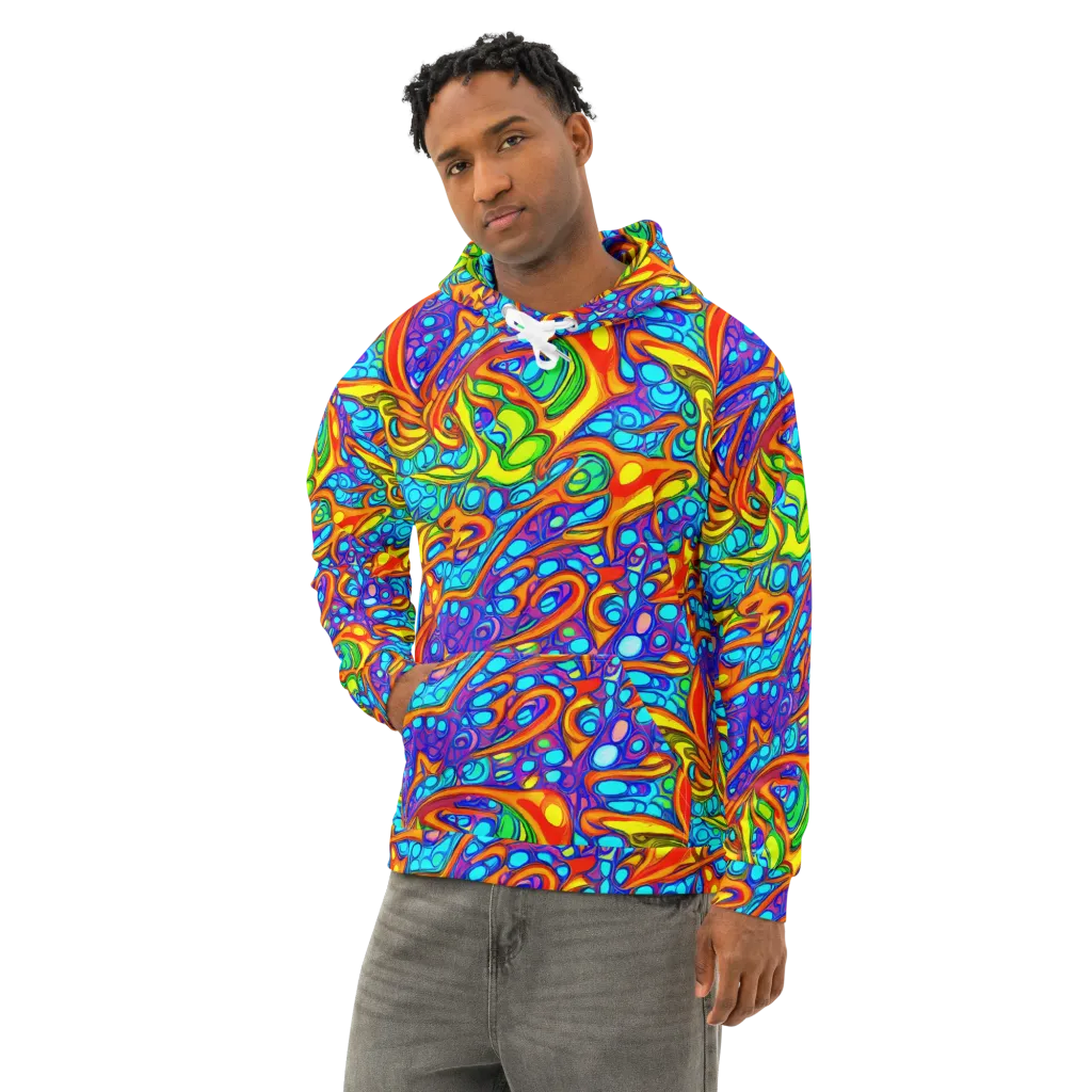 Kaleido Riptide on Cotton Hoodie — Left Front