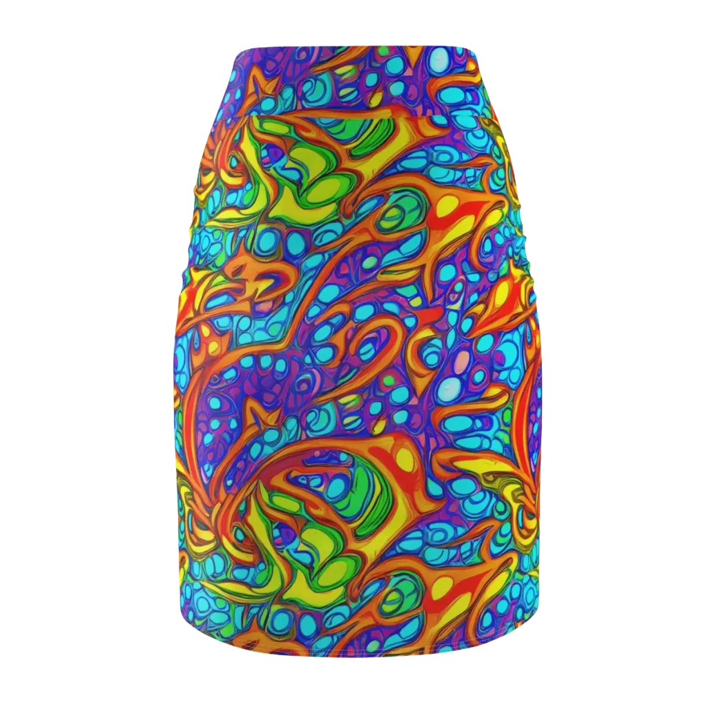 Kaleido Riptide on Pencil Skirt — Back