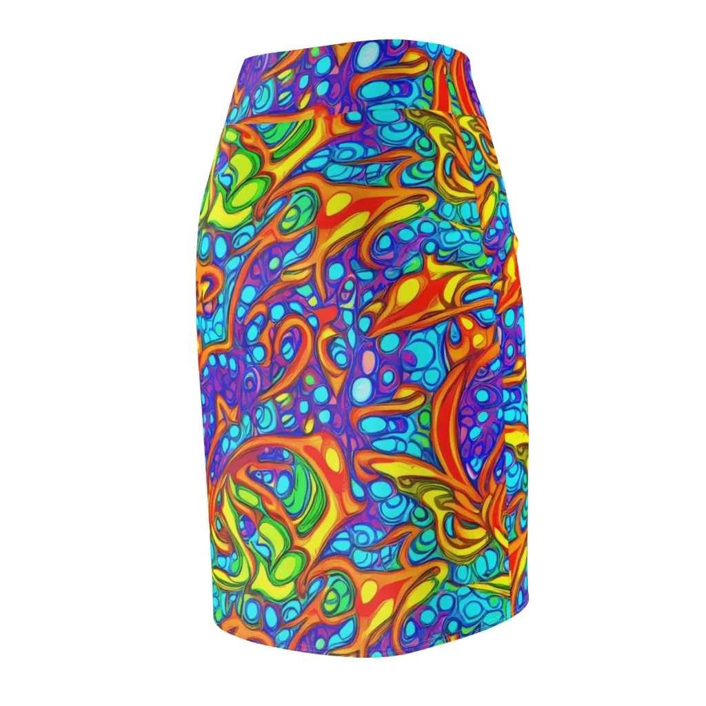 Kaleido Riptide on Pencil Skirt — Back Side