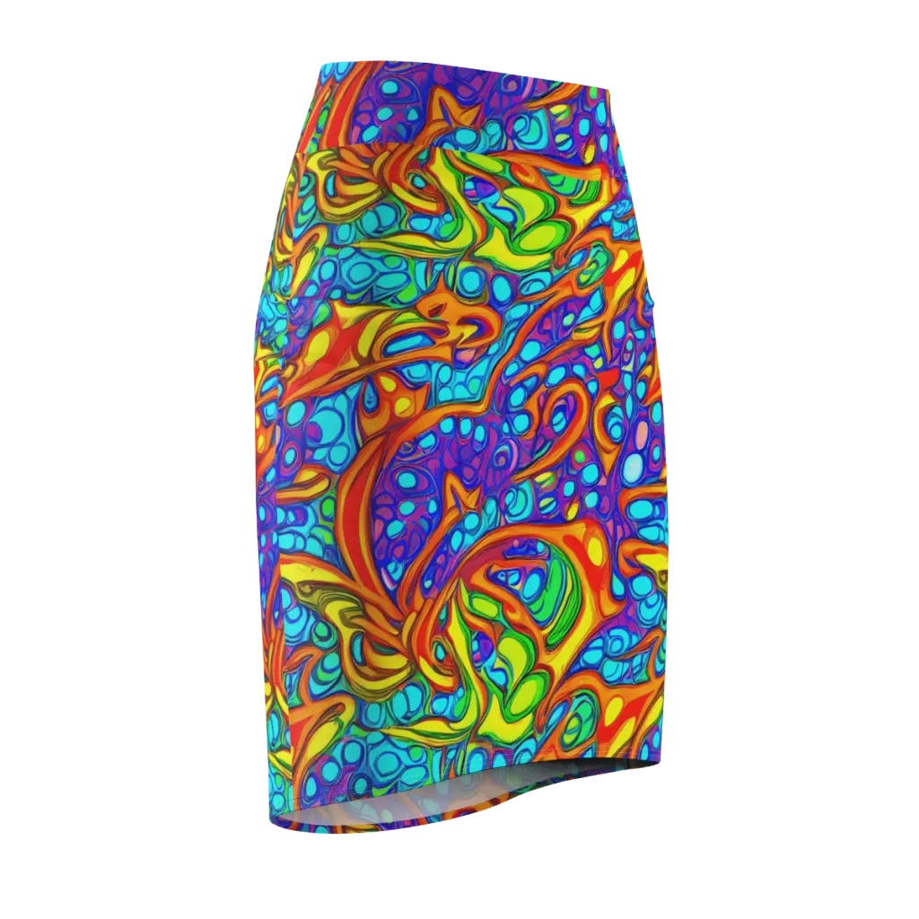 Kaleido Riptide on Pencil Skirt — Front Side