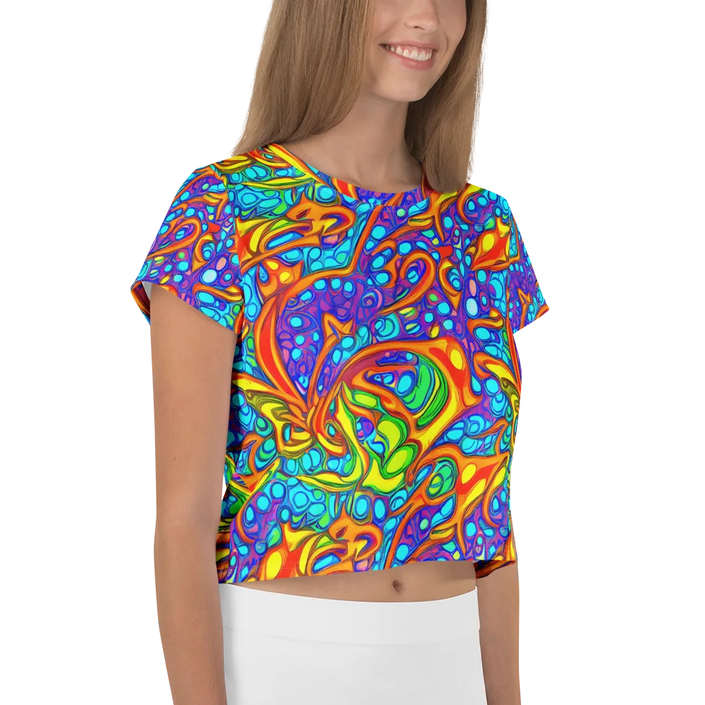Kaleido Riptide on Crop Tee — Right
