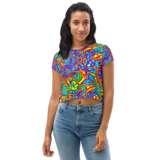 Kaleido Riptide on a Crop Tee