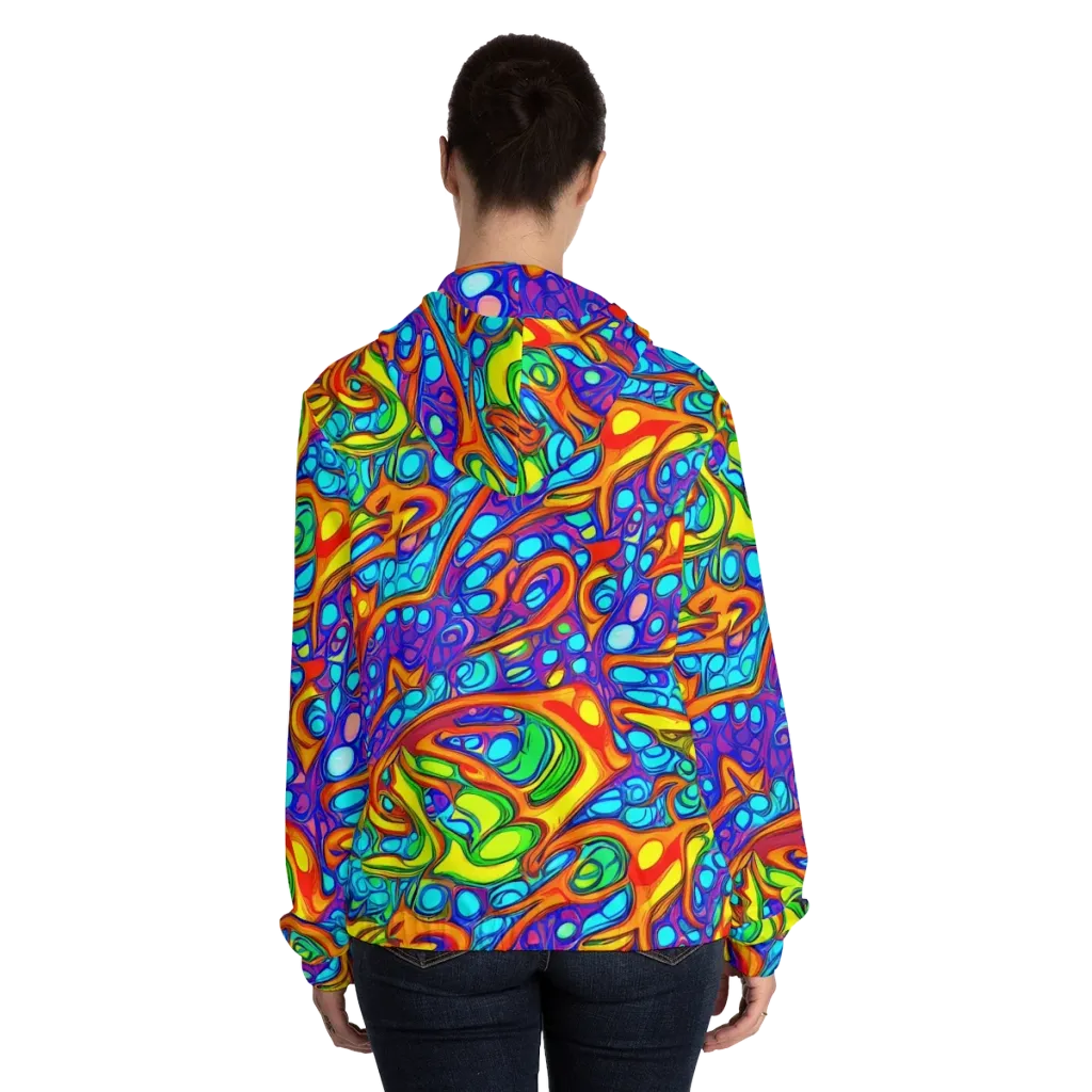 Kaleido Riptide on Women's Full-Zip Hoodie — Back On Person