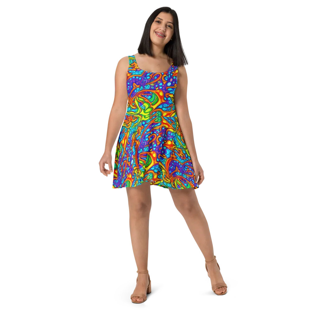 Kaleido Riptide on Skater Dress — Front