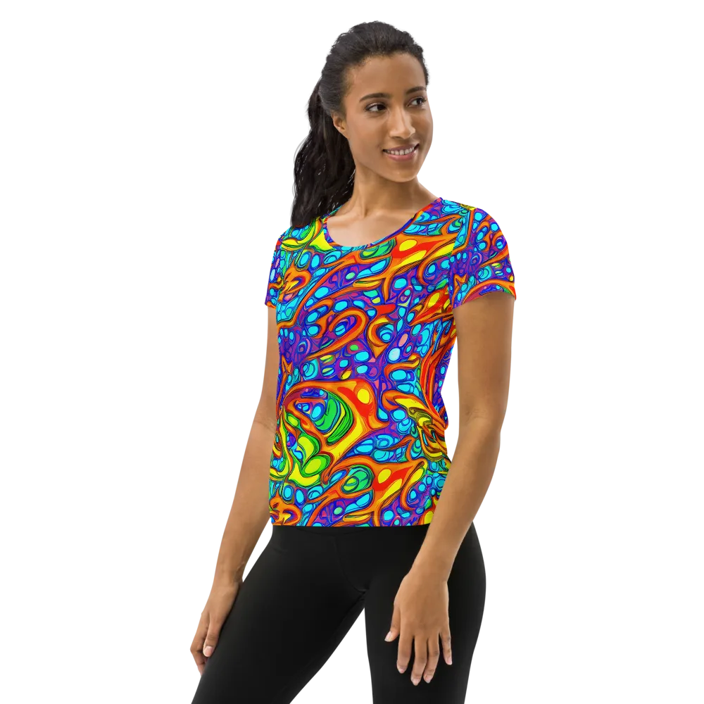Kaleido Riptide on Women's Athletic T-Shirt — Left