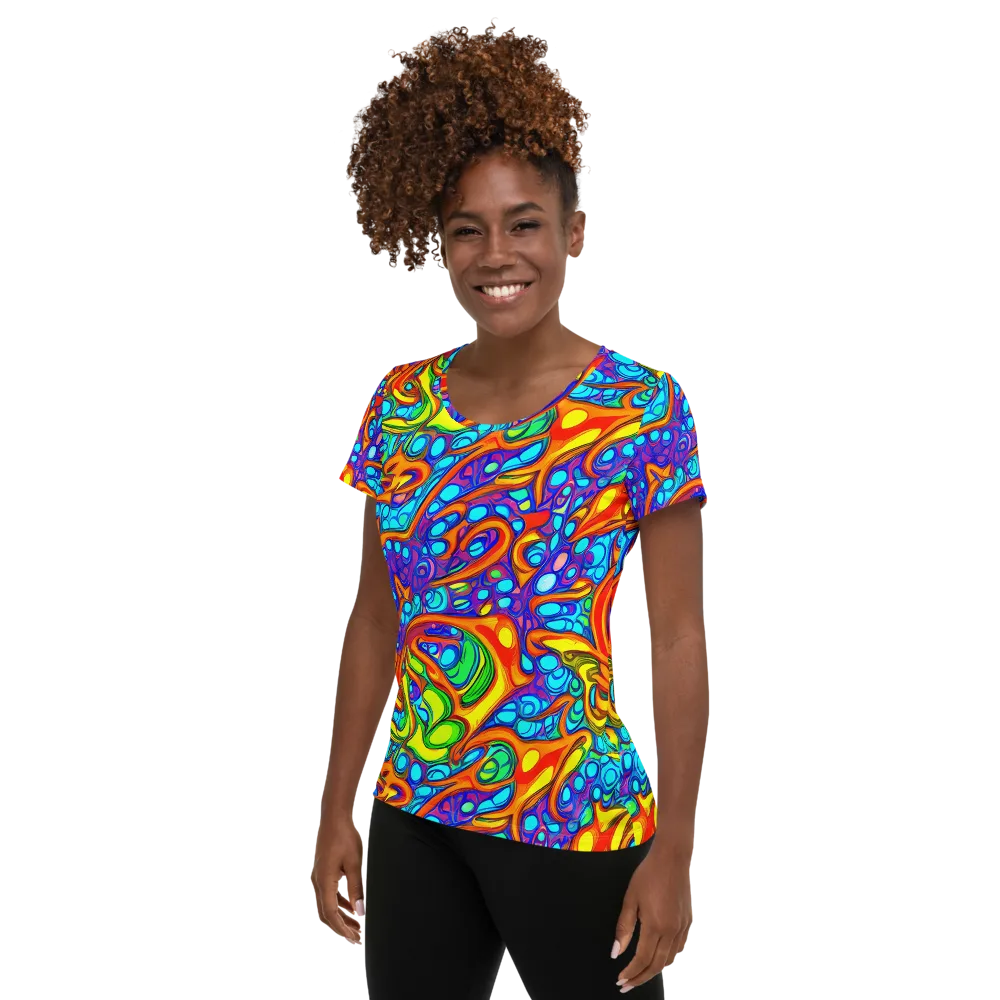 Kaleido Riptide on Women's Athletic T-Shirt — Left