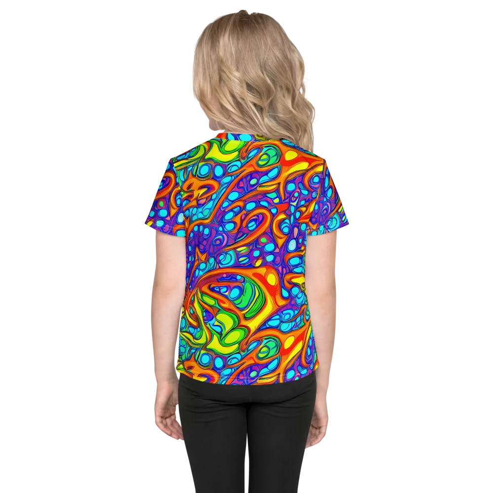 Kaleido Riptide on Kids Crew Neck T-Shirt — Back