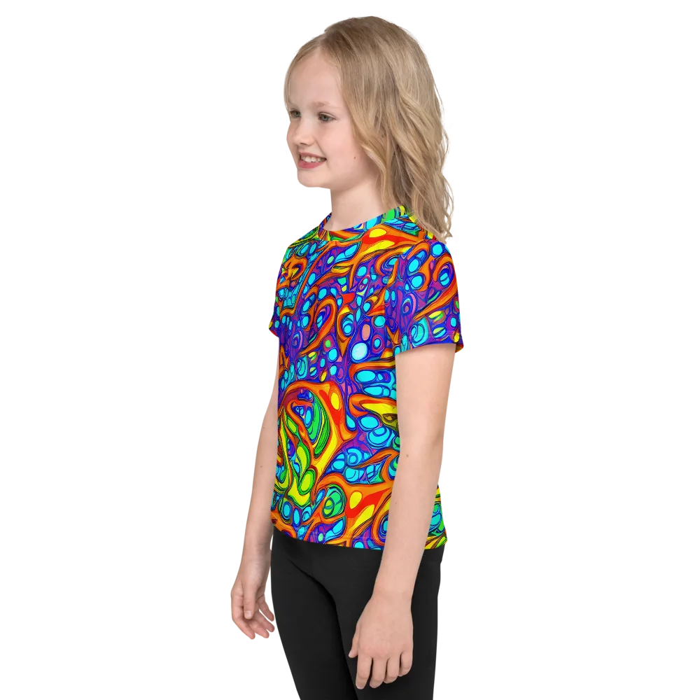 Kaleido Riptide on Kids Crew Neck T-Shirt — Left