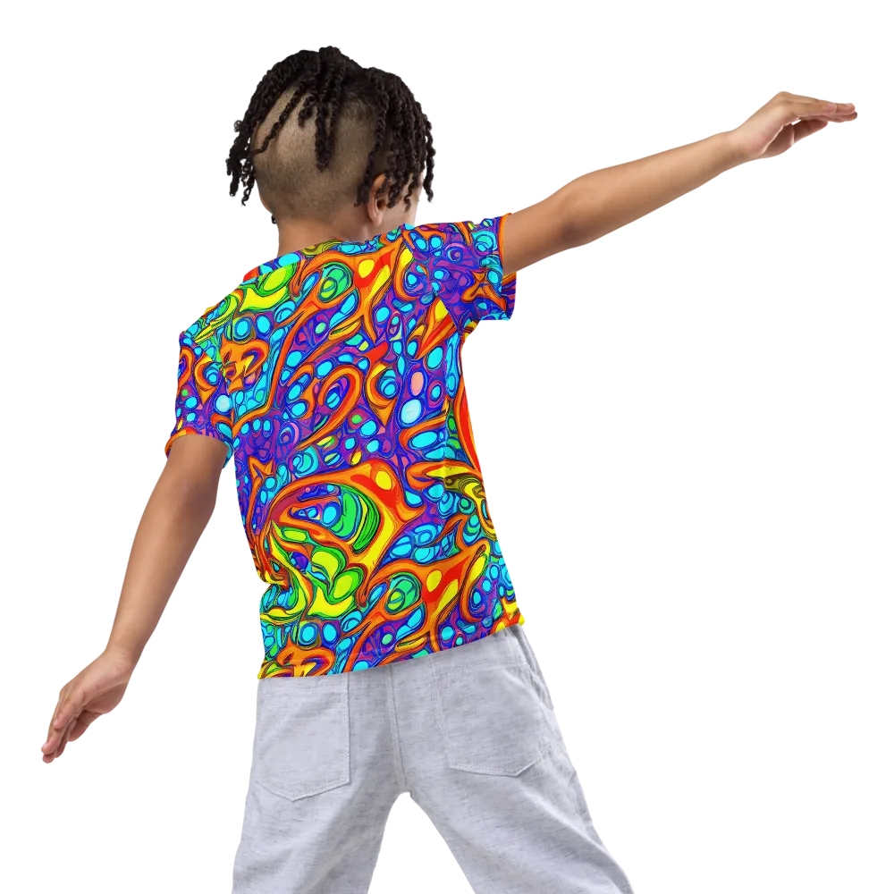 Kaleido Riptide on Kids Crew Neck T-Shirt — Back