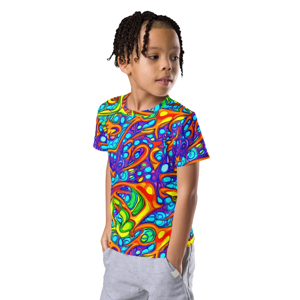 Kaleido Riptide on Kids Crew Neck T-Shirt — Left Front