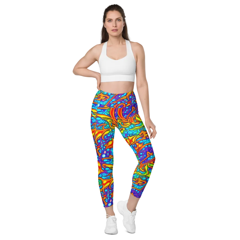 Kaleido Riptide on Leggings with Pockets — Front