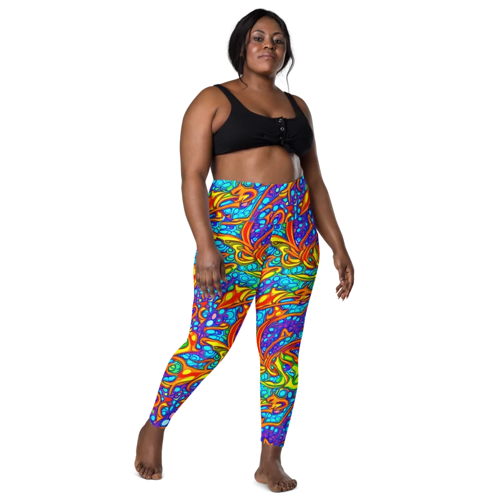 Kaleido Riptide on Leggings with Pockets — Front