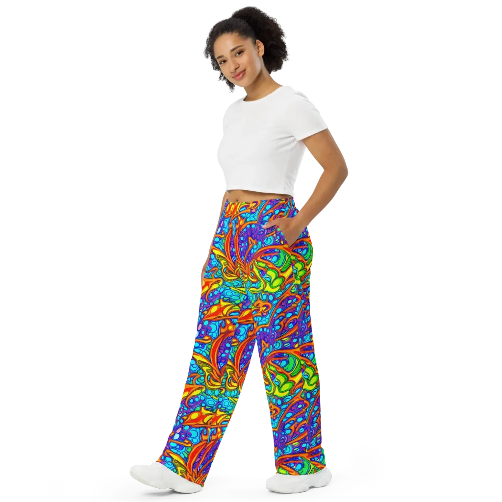 Kaleido Riptide on Wide-Leg Pants — Left Front