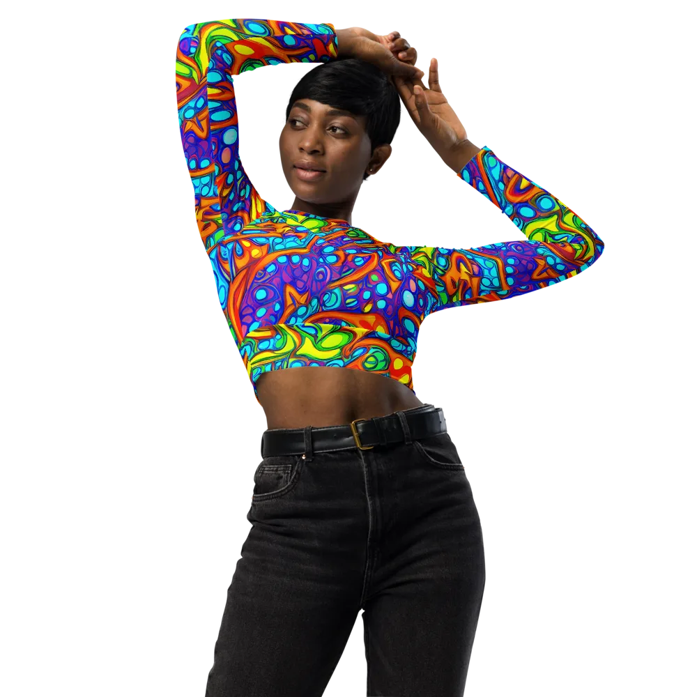 Kaleido Riptide on Long Sleeve Crop Top — Front