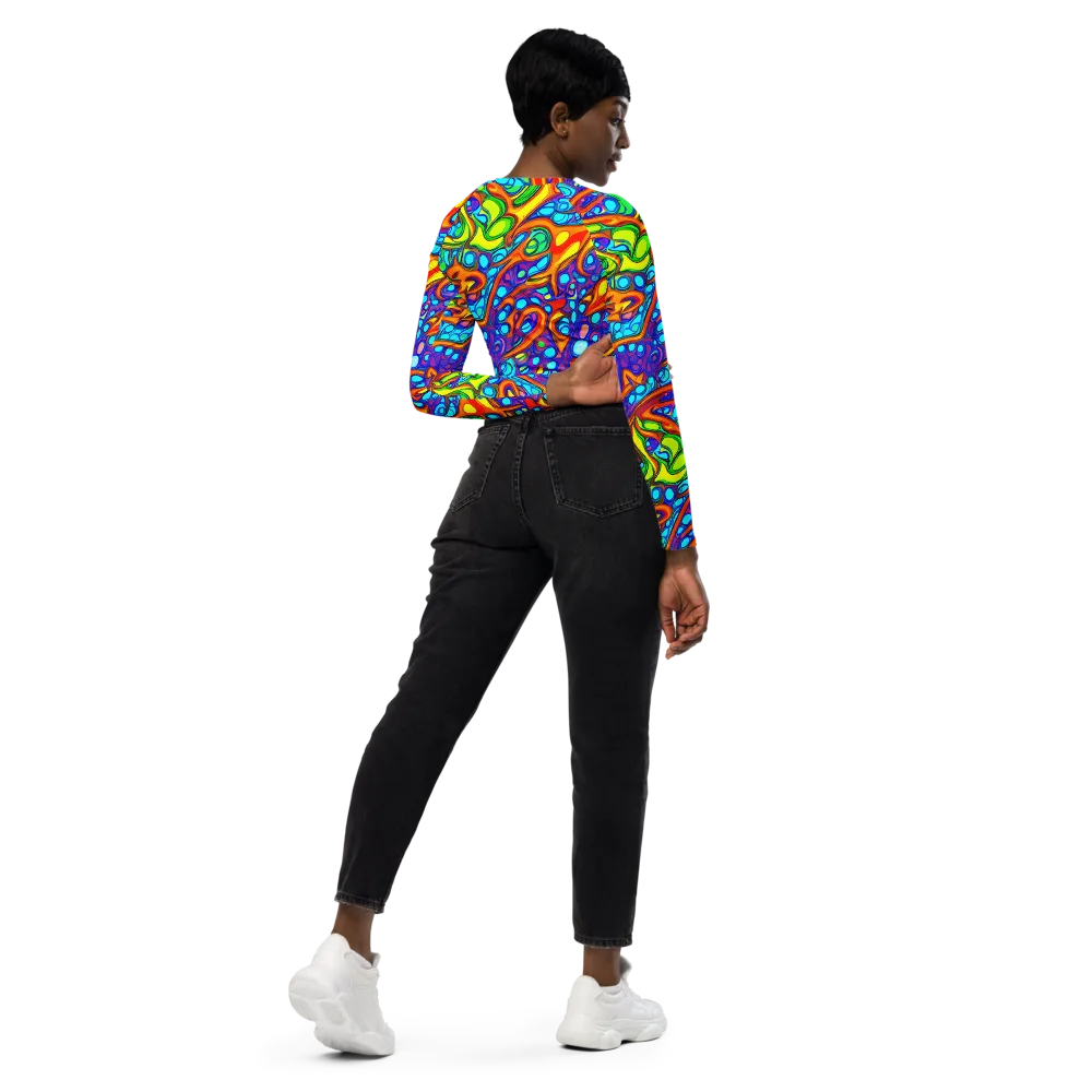 Kaleido Riptide on Long Sleeve Crop Top — Right Back