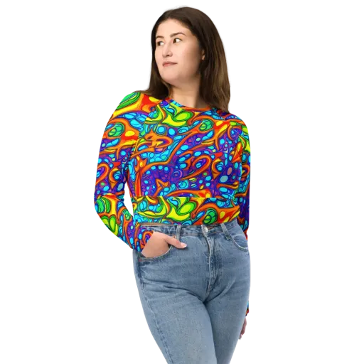 Kaleido Riptide on a Long Sleeve Crop Top