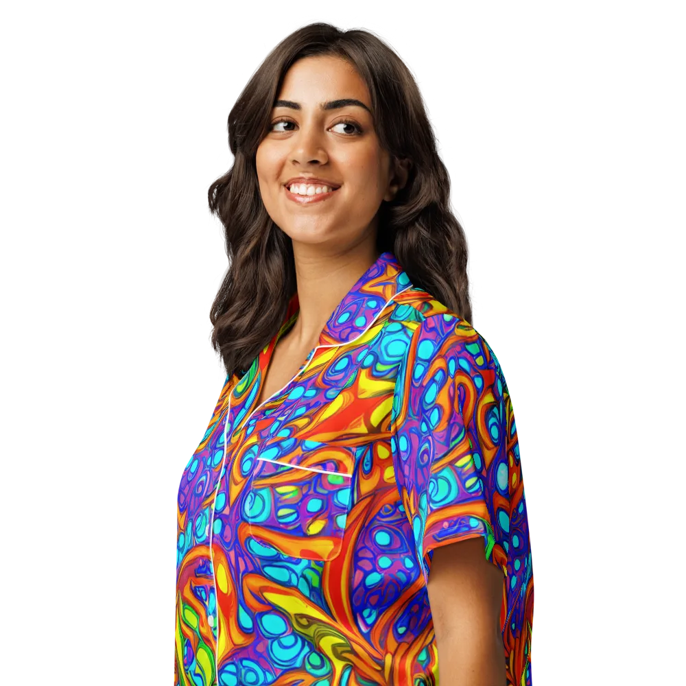 Kaleido Riptide on Women's Short Sleeve Pajama Top — Left Front