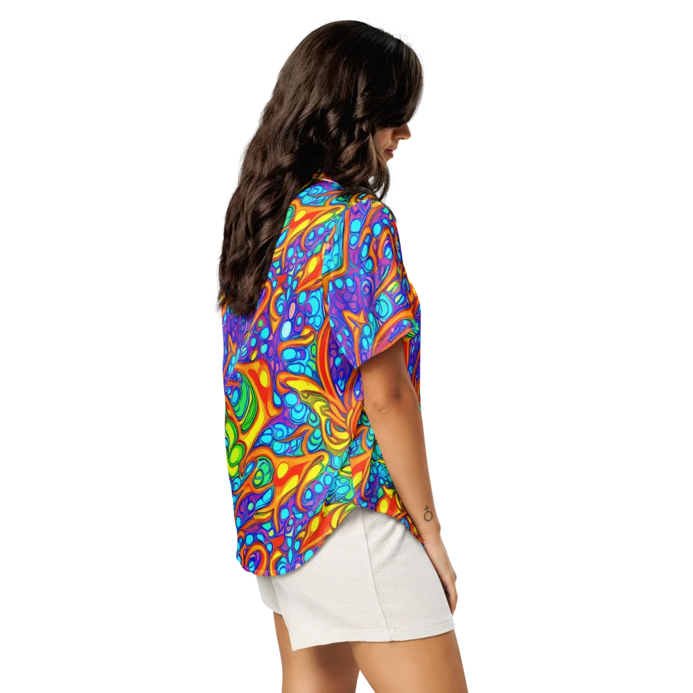 Kaleido Riptide on Women's Short Sleeve Pajama Top — Right Back