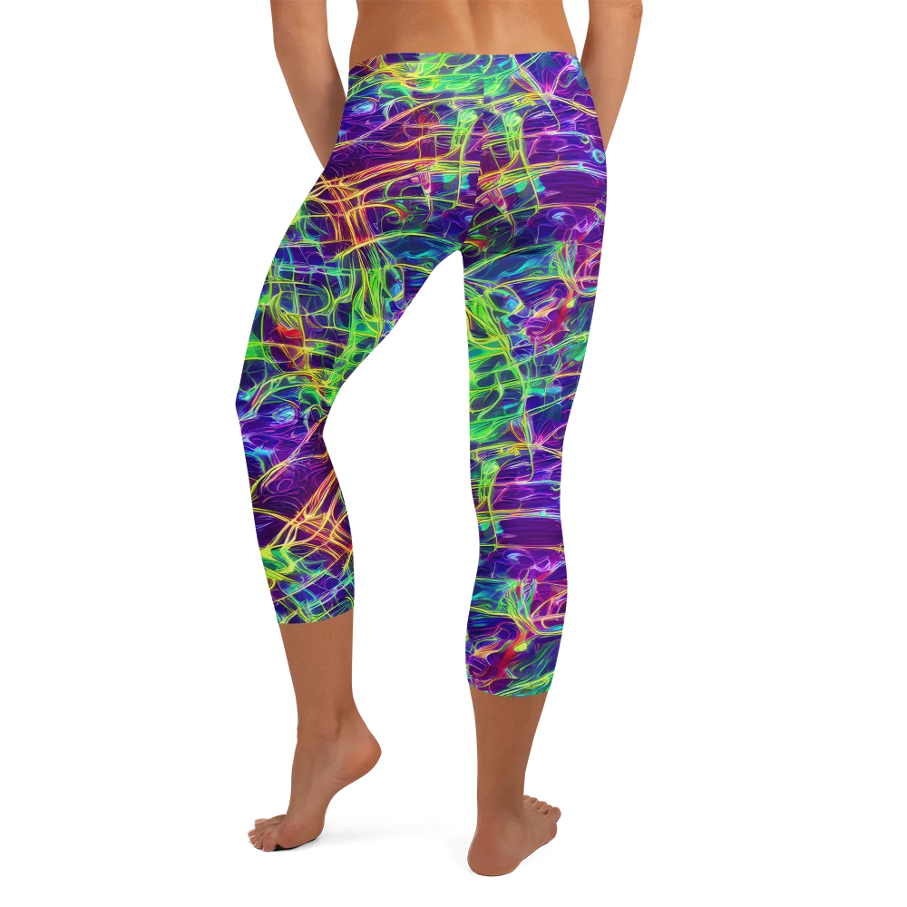 Fluorescent Vines on Capri Leggings — Back