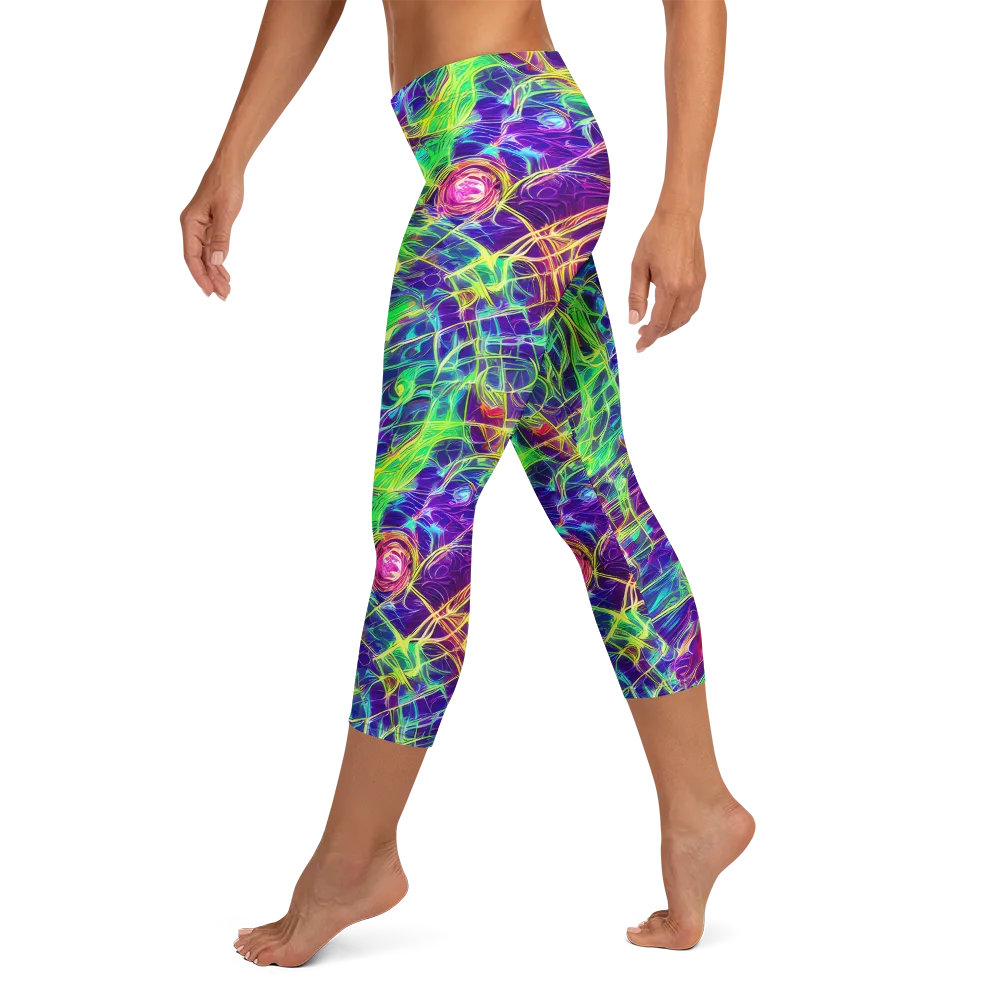 Fluorescent Vines on Capri Leggings — Left