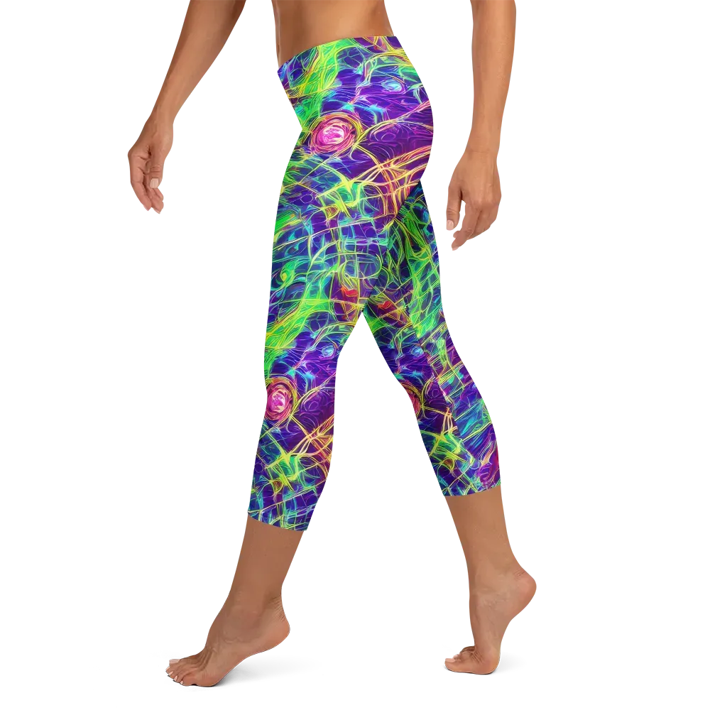 Fluorescent Vines on Capri Leggings — Left