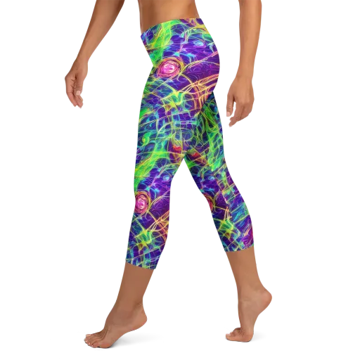 Fluorescent Vines on a Capri Leggings