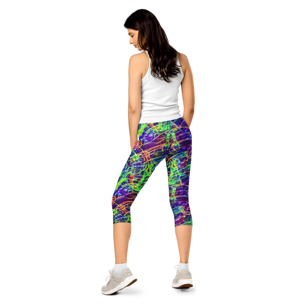 Fluorescent Vines on Capri Leggings — Back