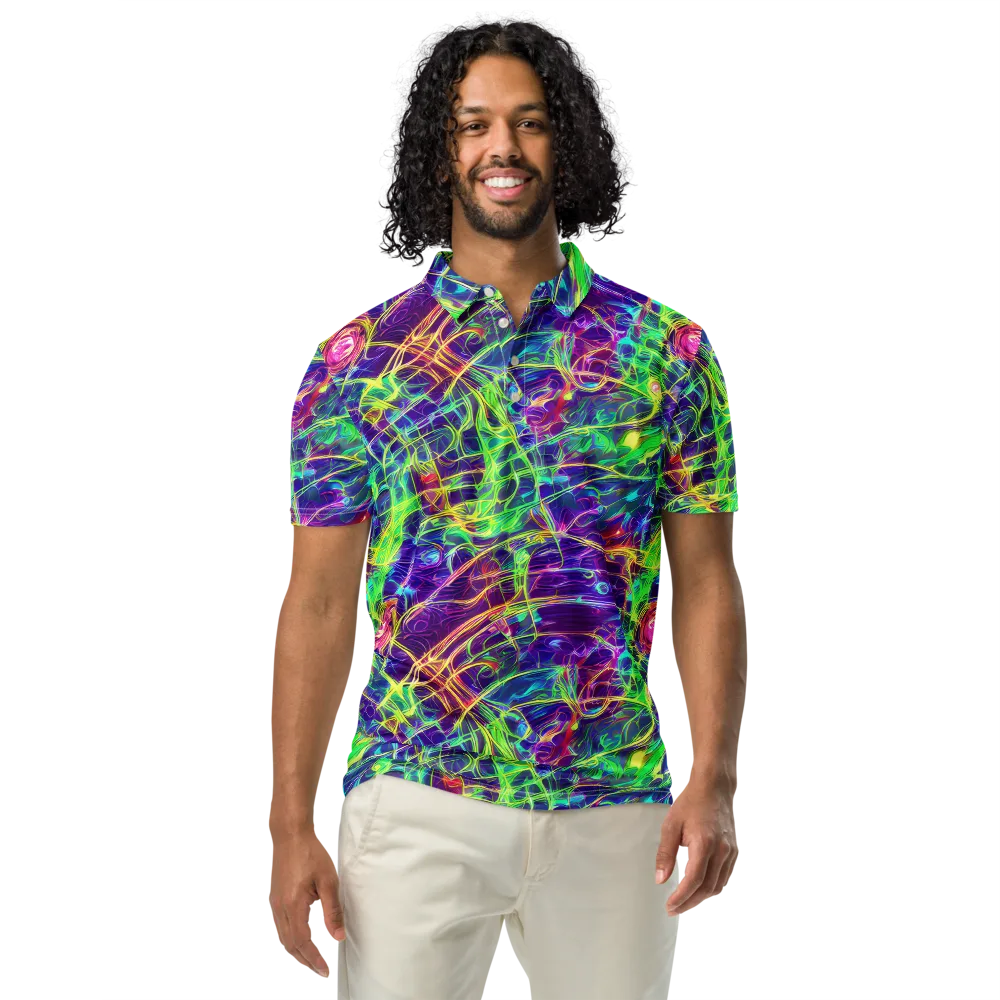 Fluorescent Vines on Men's Slim Fit Polo Shirt — Front