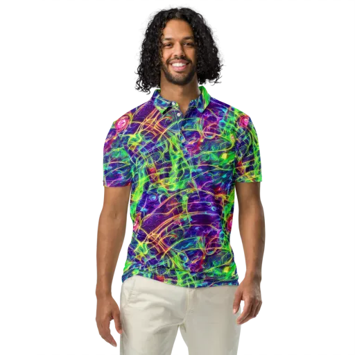 Fluorescent Vines on a Men's Slim Fit Polo Shirt