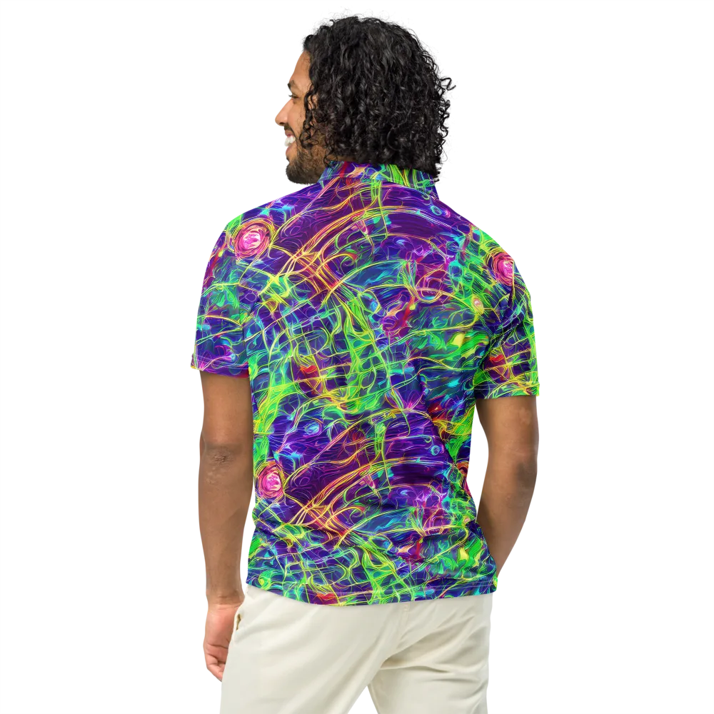 Fluorescent Vines on Men's Slim Fit Polo Shirt — Back