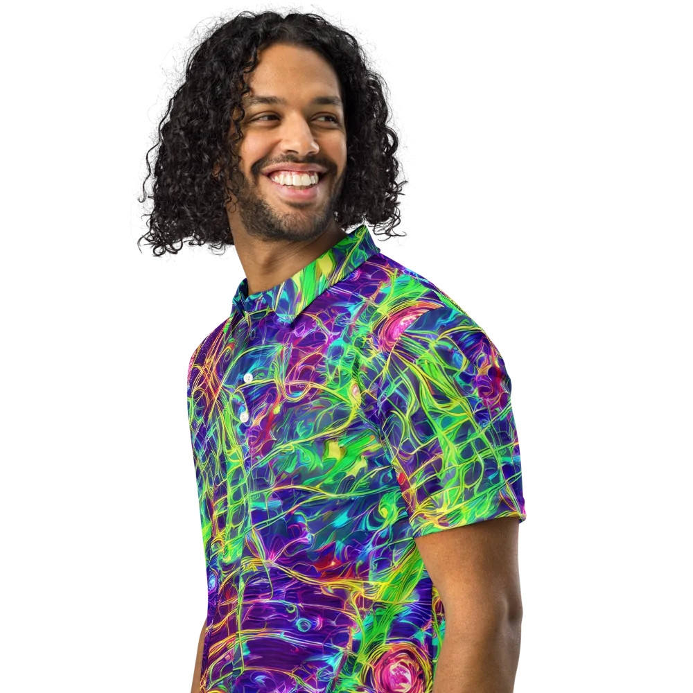 Fluorescent Vines on Men's Slim Fit Polo Shirt — Left Front