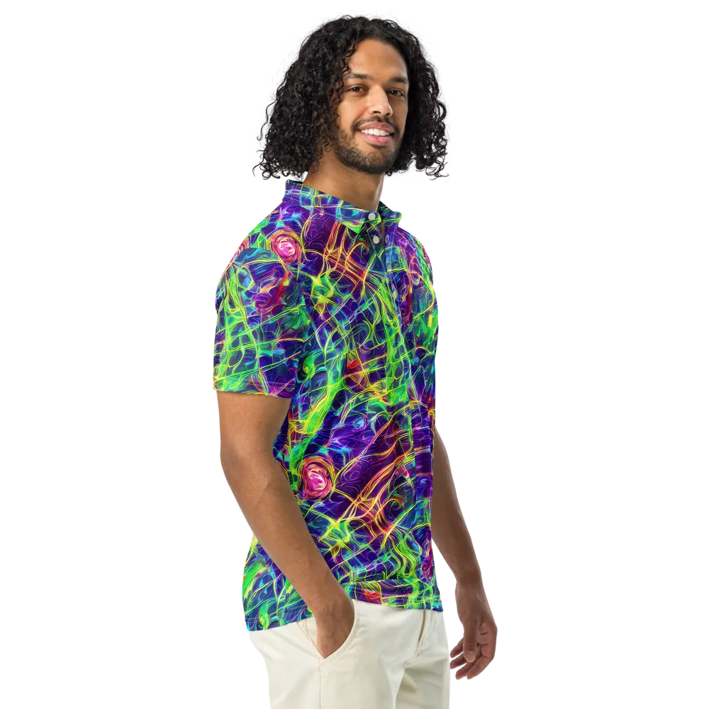 Fluorescent Vines on Men's Slim Fit Polo Shirt — Right Front