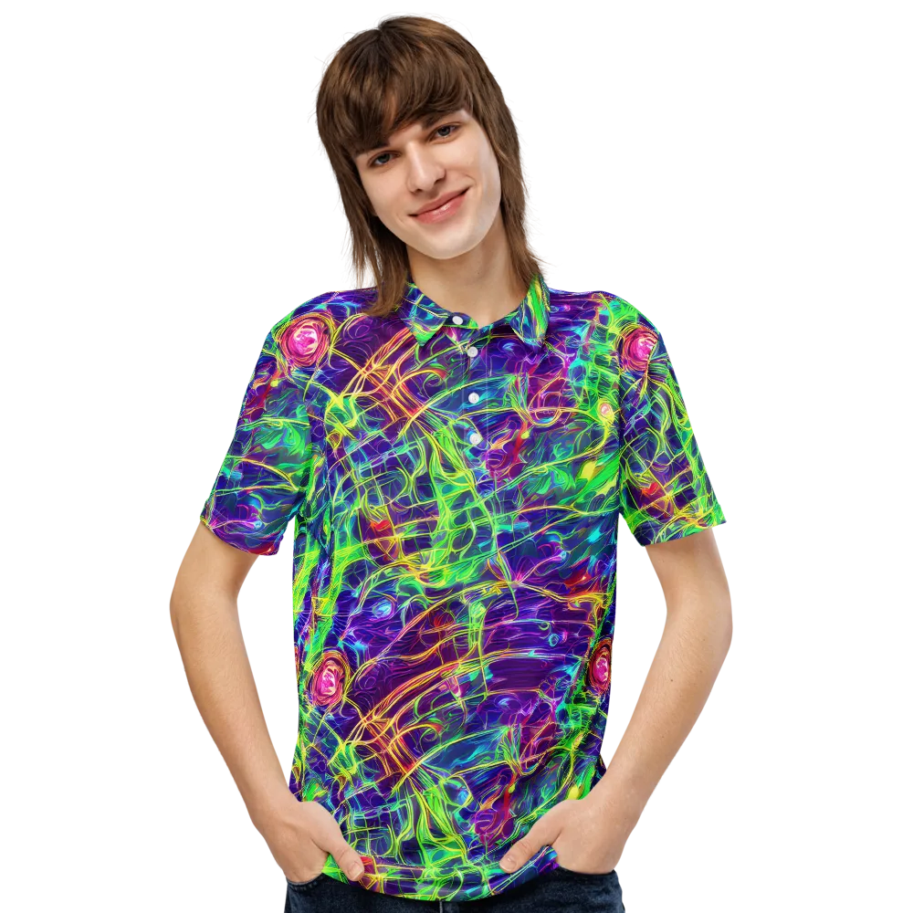 Fluorescent Vines on Men's Slim Fit Polo Shirt — Front