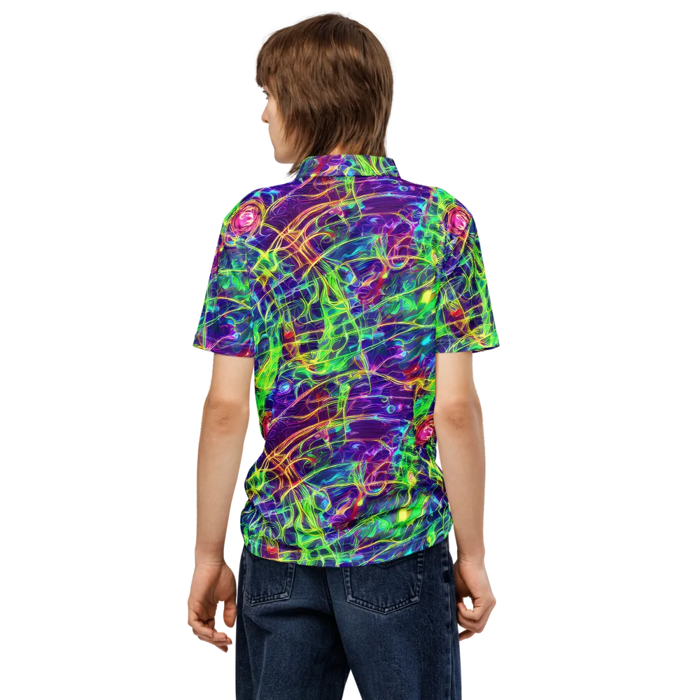Fluorescent Vines on Men's Slim Fit Polo Shirt — Back