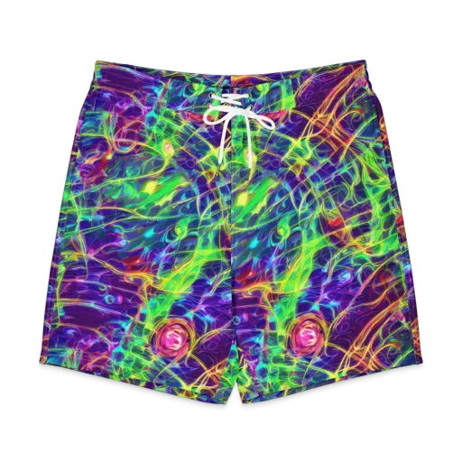 Fluorescent Vines on a Men's Board Shorts