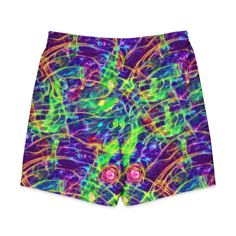 Fluorescent Vines on Men's Board Shorts — Back
