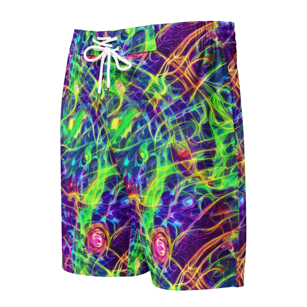 Fluorescent Vines on Men's Board Shorts — Front