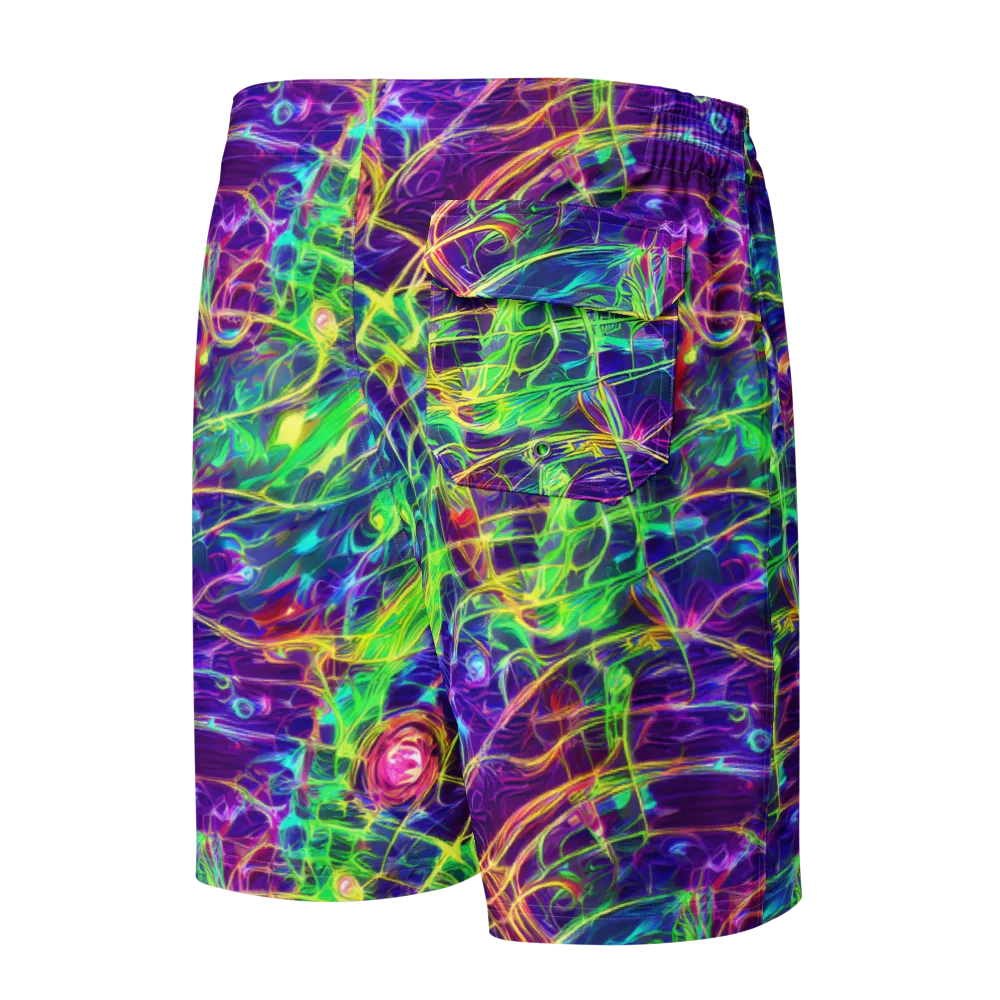 Fluorescent Vines on Men's Board Shorts — Back