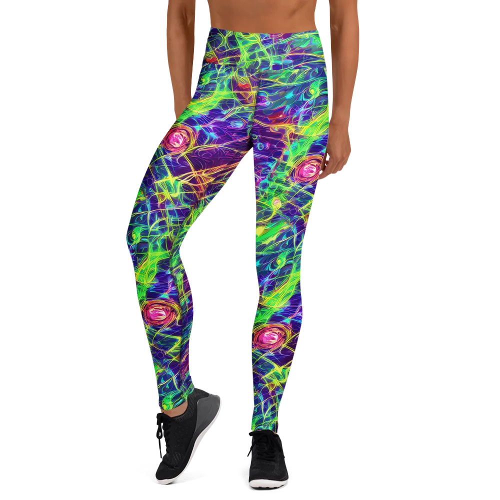 Fluorescent Vines on Yoga Leggings — Front