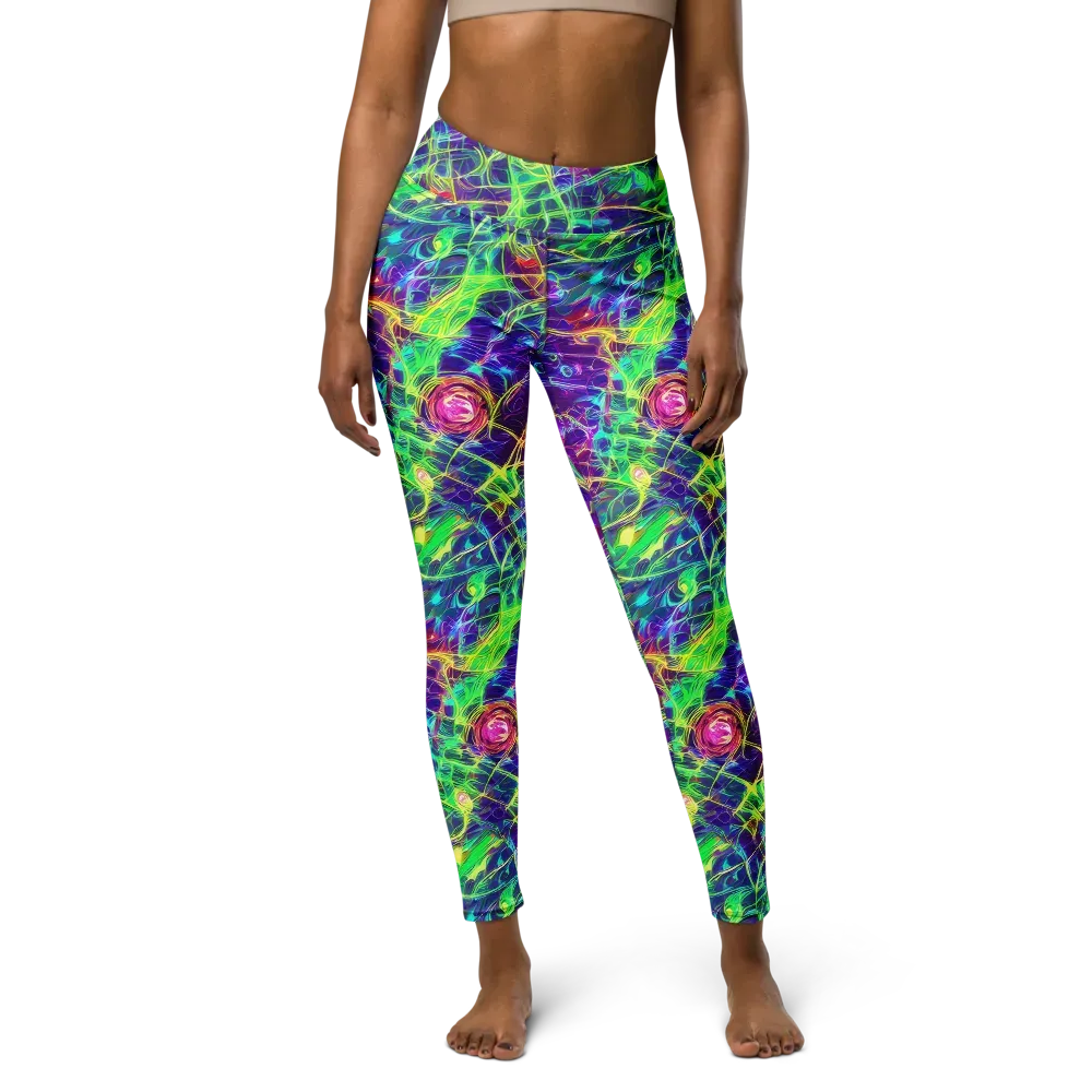Fluorescent Vines on Yoga Leggings — Front