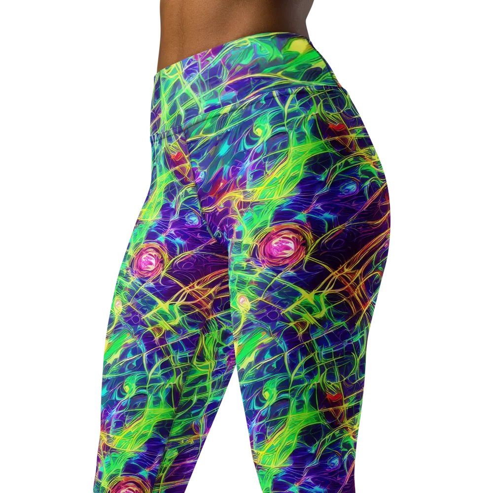 Fluorescent Vines on Yoga Leggings — Left Front