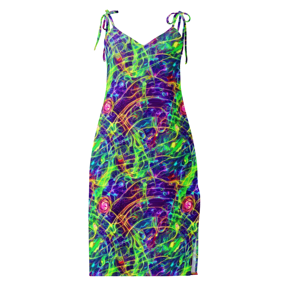 Fluorescent Vines on Slip Dress — Front