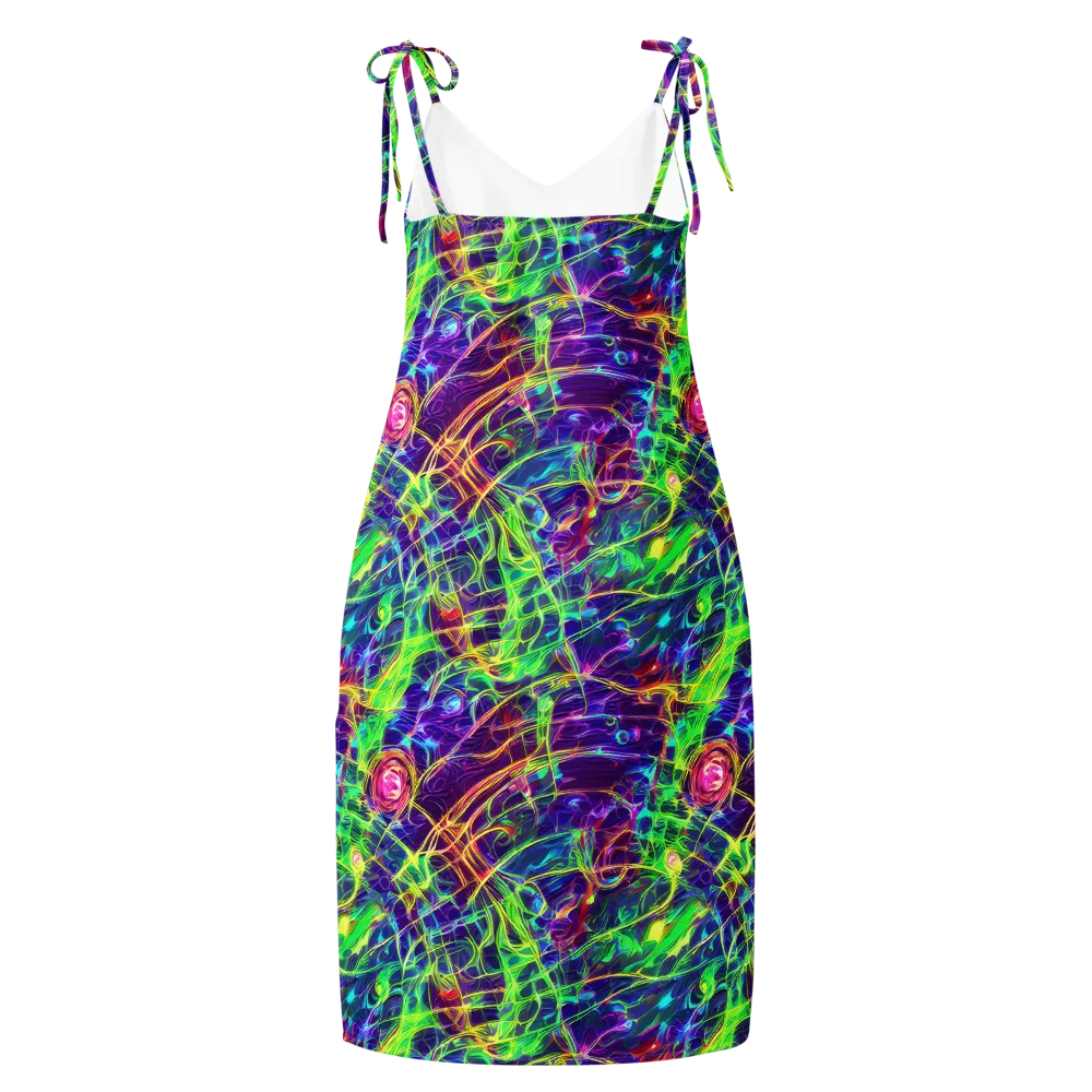 Fluorescent Vines on Slip Dress — Back
