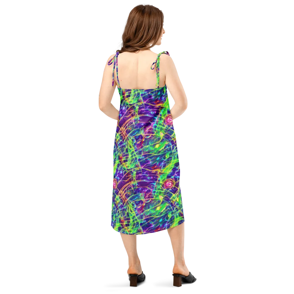 Fluorescent Vines on Slip Dress — Back